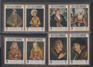 Aden Qu'aiti State MI # 147A-154A, Block 18A, Cranach Paintings Mint NH