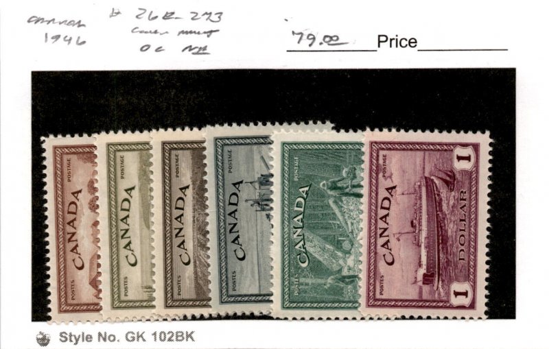 Canada, Postage Stamp, #268-273 Mint NH, 1946 (AG)