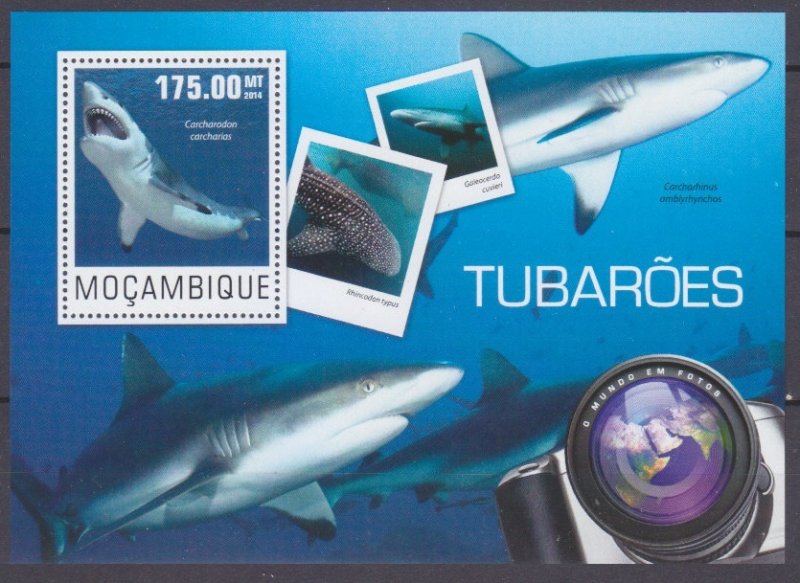 2014 Mozambique 7574/B954 Marine fauna - Sharks 10,00 €