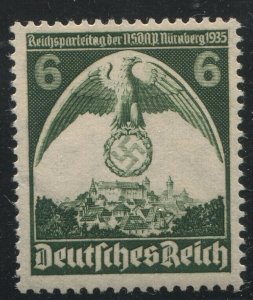 Germany 465var 1935 NUREMBERG CONGRESS Eagle with broken wreath MINT OG NH  VF