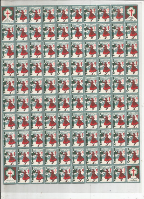 1935 CHRISTMAS SEAL, FULL SHEET