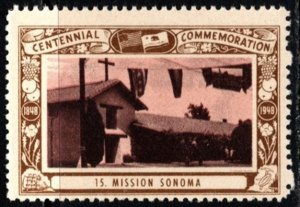 1948 US Poster Stamp California Centennial Commemoration # 15 Mission Sonoma