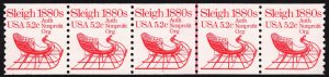 US 1900 MNH VF 5.2 Cent Sleigh 1880's PNC #1 Strip of 5