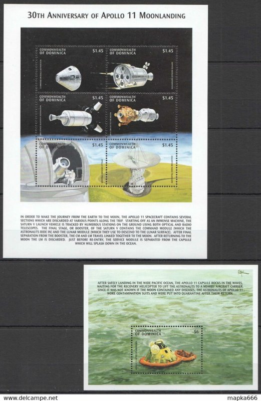 Dominica Space 30Th Anniversary Apollo 11 Moonlanding Kb+Bl ** Nw0645