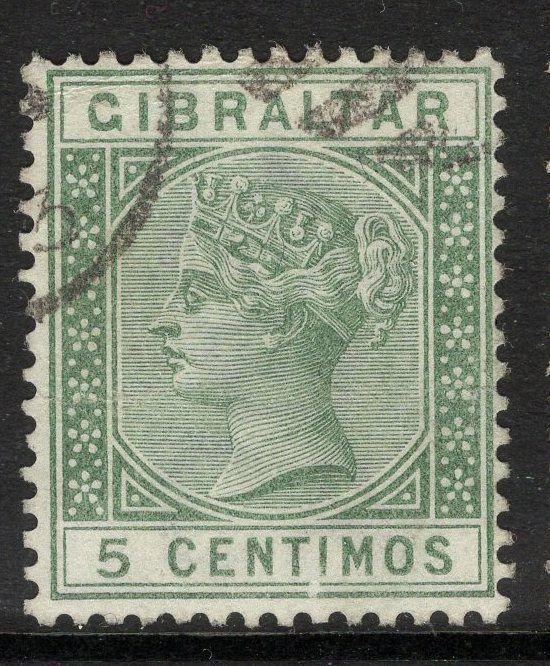 GIBRALTAR SG22 1889 5c GREEN FINE USED