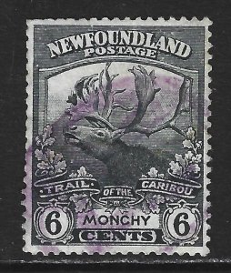 NEWFOUNDLAND - #120 - 6c TRAIL OF THE CARIBOU USED STAMP PURPLE CANCEL MONCHY