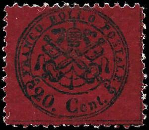 1868 ROMAN STATES SC# 23B UNUSED og  - CV $ 500 - NICE STAMP