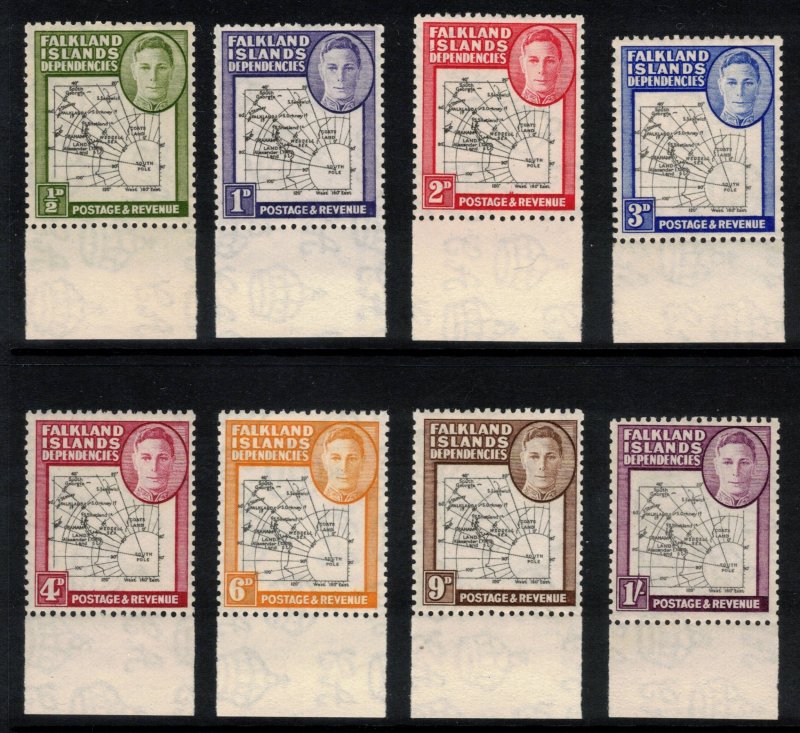 FALKLAND DEPENDENCIES 1946 Thick Map; Scott 1L1-8, SG G1-8; MNH