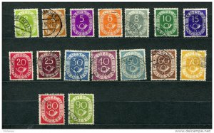 Germany 1951 Sc 670-685 Mi 123-138 Used Numerical and Post Horn CV 50 euro