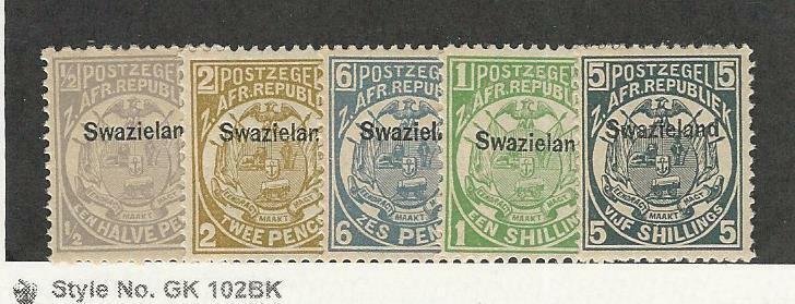 Swaziland, Postage Stamp, #1, 3-5, 7 Mint Hinged, 1889, DKZ