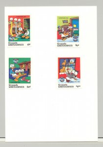 Grenada Grenadines #631-633, 635 Disney, Christmas 4v Imperf Proofs on Card