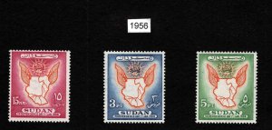 SUDAN Scott 118-120 MH* Map set 1956 complete