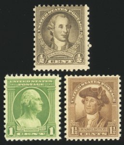 US Sc 704-06 F-VF/MNH - 1932 Washington Bicentennial Partial Set