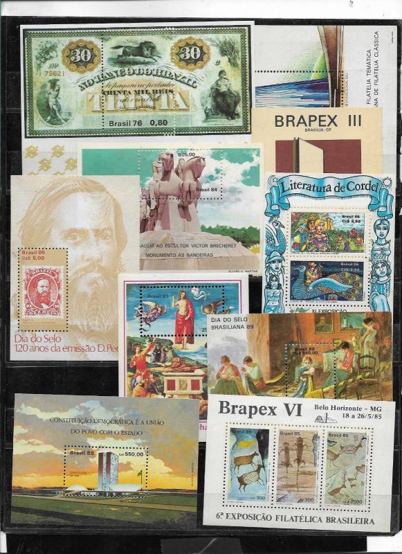 BRASIL BRAZIL LOT 1, 10 DIFFERENT SOUVENIR SHEETS YEARS 1976-88 MNH