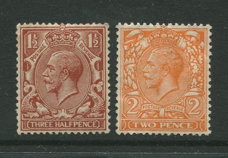 Great Britain #161-162 MVLH 1912 2 Single Stamps