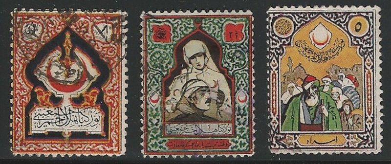 Turkey, 3 Red Cross Issues, used, Circa 1930's