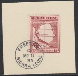 SIERRA LEONE 1933 WILBERFORCE 1.5d on piece with MADAME JOSEPH  POSTMARK