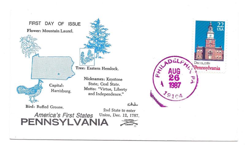 2337 Pennsylvania Colonial unofficial, FDC, Philadelphia, PA