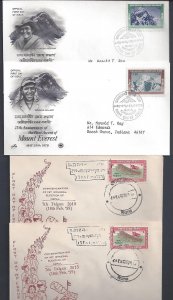 NEPAL 1959 70's COLLECTION OF 16 COVERS INCLUDING 7 FDCs W/ 1st GENERAL ELECTION