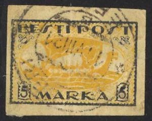 Estonia Sc# 35 Used (a) 1919-1920 5m yel & blk Viking Ship