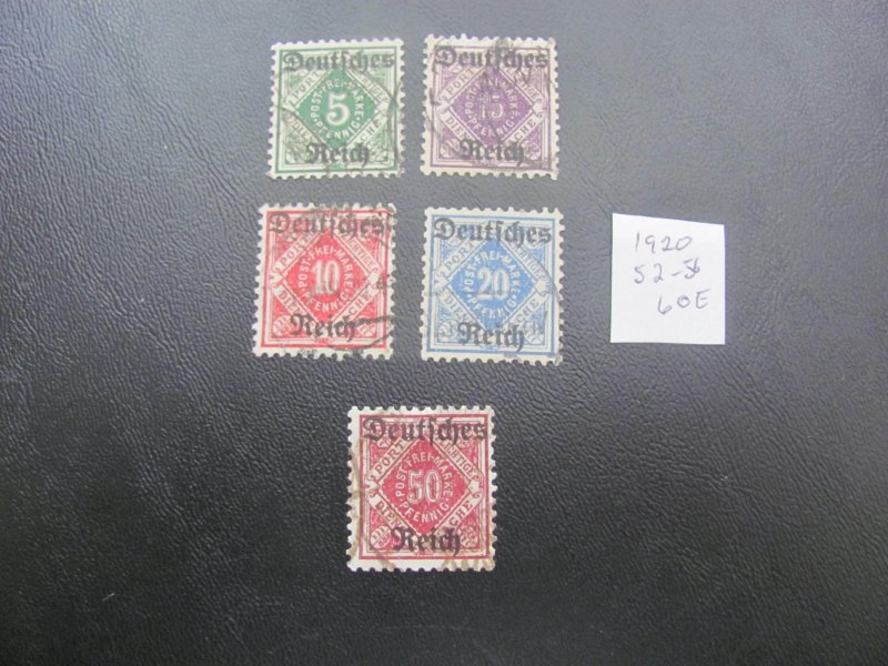 GERMANY USED 1920 MI. 52-56 OFFICIAL SET 60 EUROS VF/XF  (128)
