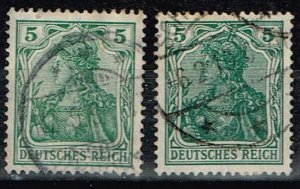 Germany 1905,Sc.#82h; 82i used Germania, inscr “DEUTSCHES REICH” cv. €20