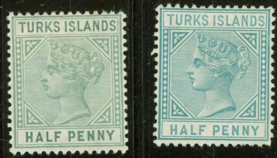 Turks Islands #48-48a Unused Single