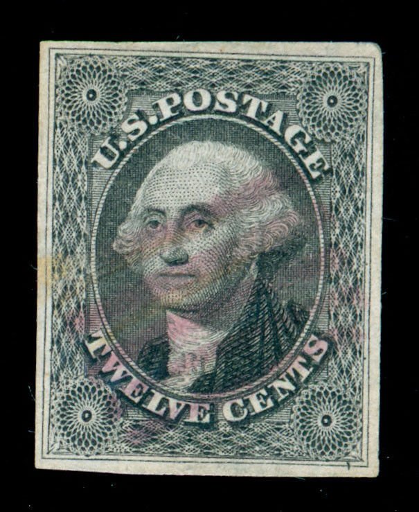 MOMEN: US STAMPS #17 IMPERF MAGENTA CANCEL USED XF WEISS CERT