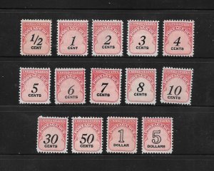 US Stamps: #J88-101; 1959 Postage Due Issues; Set of 14; MH (Dist. Gum)