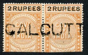 India Telegraph SGT52 2r on 2r8a orange Cat 20 pounds Calcutta Cancel