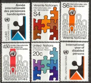 United Nations Geneva New York Vienna 1981 Year of Disabled Persons MNH