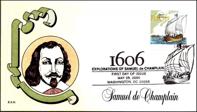 Scott 4073 39 Cents Champlain Barbara Montgomery Hand Painted FDC Artist Proof