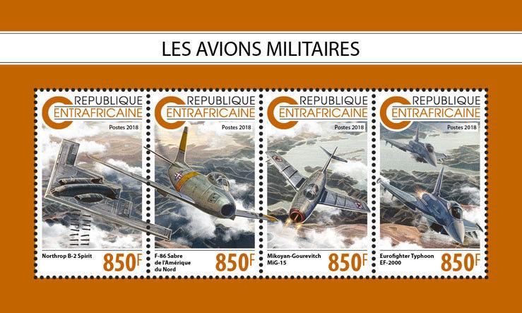 Z08 IMPERF CA18810a CENTRAL AFRICA 2018 Military planes MNH ** Postfrisch