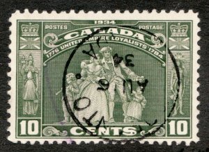 1934 Canada Sc #209 - 10¢ - Loyalists Statue - Used stamp, CDS cancel Cv $10