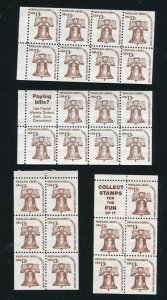 1595a, b, c, d Liberty Bell 4 Different 13¢ Booklet Panes MNH