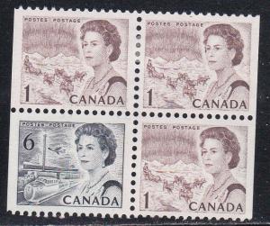 Canada # 454 / 460, Partial Booklet Pane, Hinged
