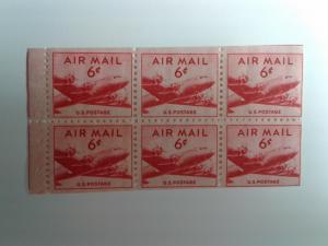 SCOTT # C39A SIX CENT AIR MAIL  PANE GEM MINT NEVER HINGED STUNNING !!