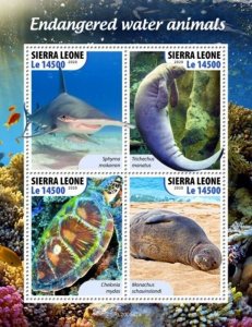 Sierra Leone - 2020 Endangered Water Animals - 4 Stamp Sheet - SRL200542a