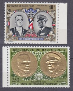 1972 Upper Volta 385-386 gold Visit of President Georges Pompidou 11,00 €