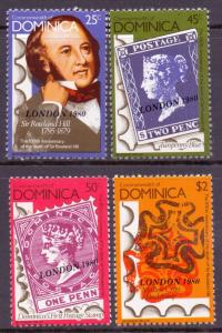 Dominica  Scott 663a/663d, 1980 London 80 Set MNH**