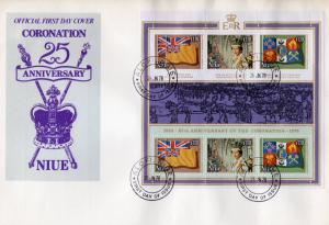 Niue 1978 Sc#221 Coronation of Queen Elizabeth II 25th.Anniv.S/S Official FDC