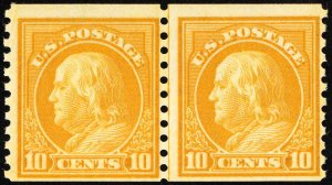 US Stamps # 497 MNH F-VF Fresh Line Pair Scott Value $260.00