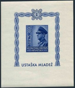 Croatia B31 imperf sheet,MNH.Michel 102 Bl.4B. President Dr.Ante Pavelic,1943.
