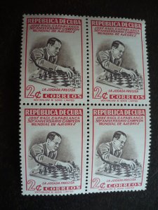 Stamps-Cuba-Scott#463-465,C44-C46,E14-Mint Hinged Set of 7 Stamps in Blocks of 4