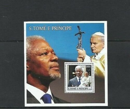 O) 2003 Santo Tomé y Príncipe, el Papa Juan Pablo II, Kofi Annan-secretario general o 