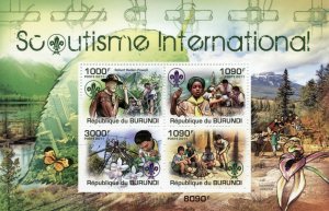 Burundi Scouting Stamps 2011 MNH Boy Girl Scouts Baden-Powell Orchids 4v M/S