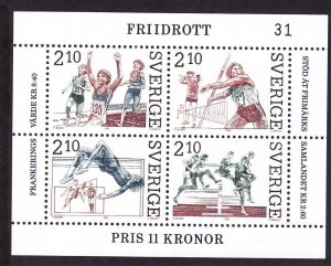 Sweden 1611 MNH 1986 World Class Athletes Track & Field Mini Sheet of 4