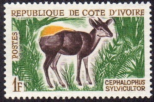 Ivory Coast 201 - Mint-H - 1fr Yellow-backed Duiker (1964) (cv $0.75) (2)