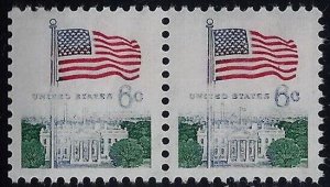 1338d - Beautiful Under Inking Error / EFO Flag and White House Pair MNH (stk2)