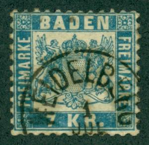 Baden #28  Used  AVG-VF  Scott $32.50